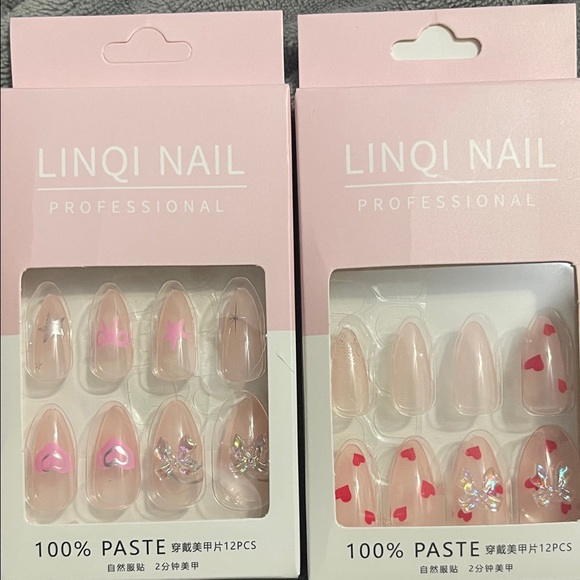 Other - LINQI NAIL Professional Press-On Nails - Pink Heart & Star Designs Bundle (2)